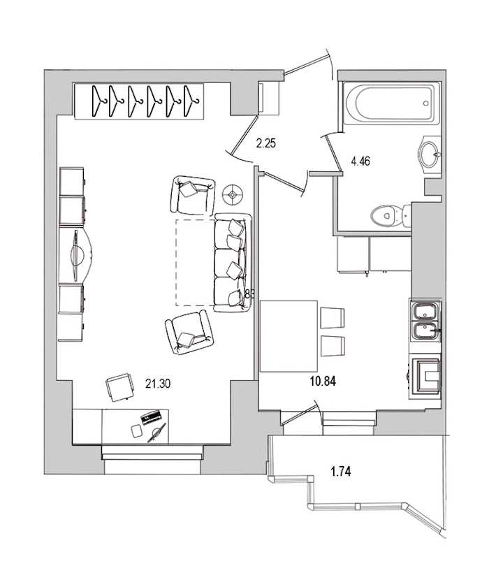 Однокомнатная квартира в : площадь 40.59 м2 , этаж: 12 – купить в Санкт-Петербурге